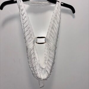 White Halter Neck Top with Ring Detail and Skirt, 2 piece set